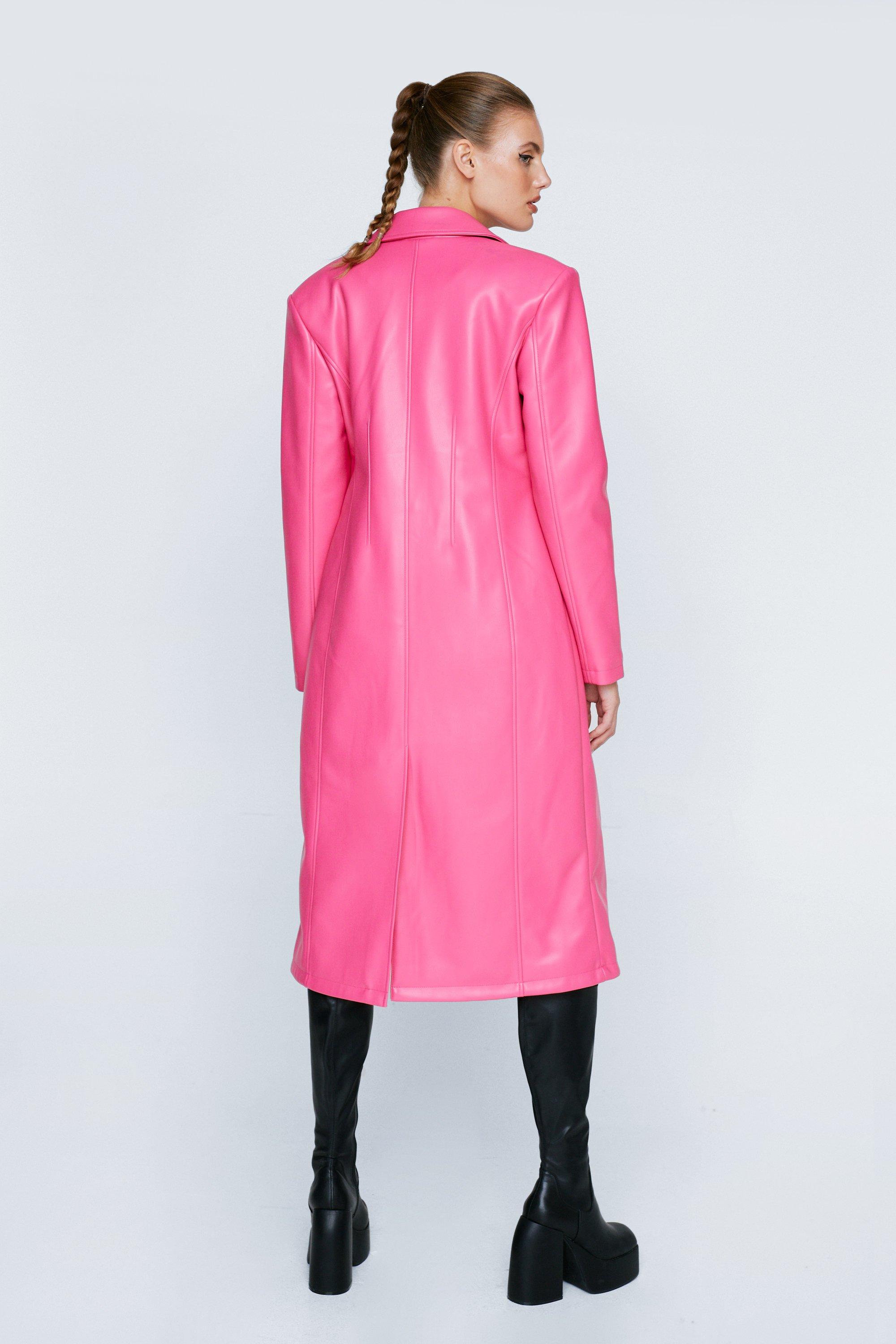 Hot pink sale leather coat